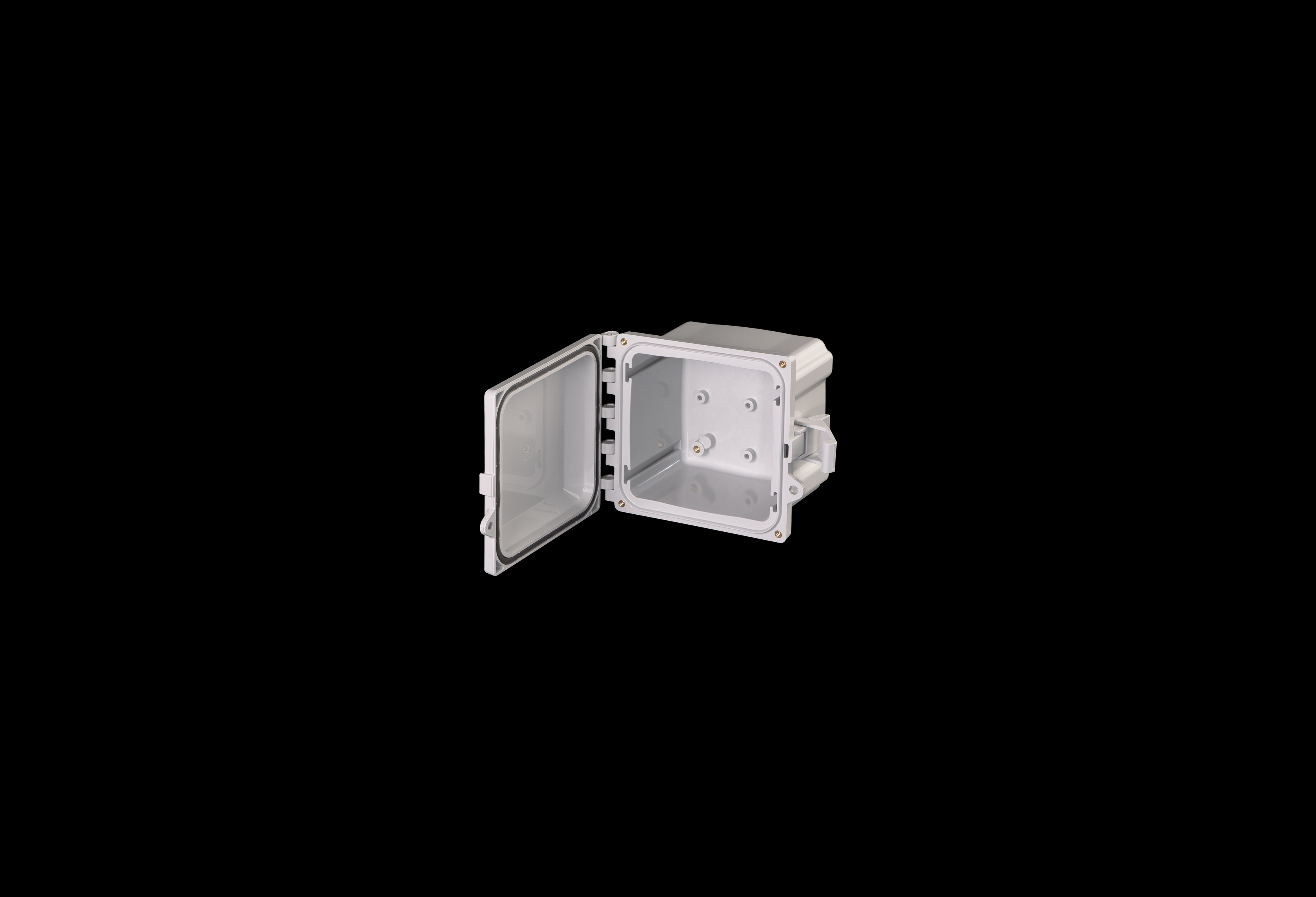 PC606-QFL-Open.jpg Polycarbonate Enclosure 6 x 6 x 4 Inches PolyStar Series with Opaque Cover by Stahlin