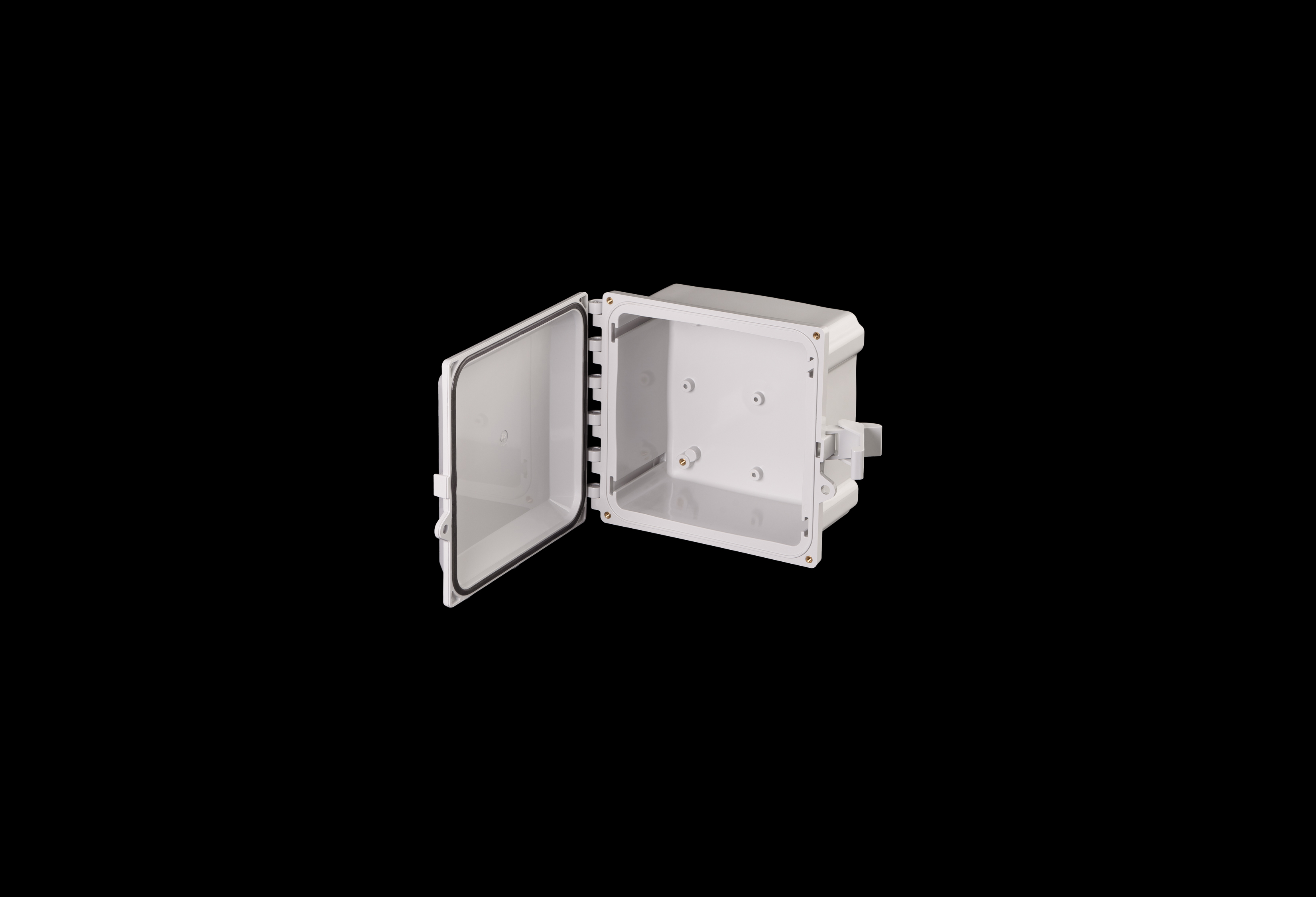 PC808-QFL-Open.jpg Polycarbonate Enclosure 8 x 8 x 4 Inches PolyStar Series with Opaque Cover by Stahlin