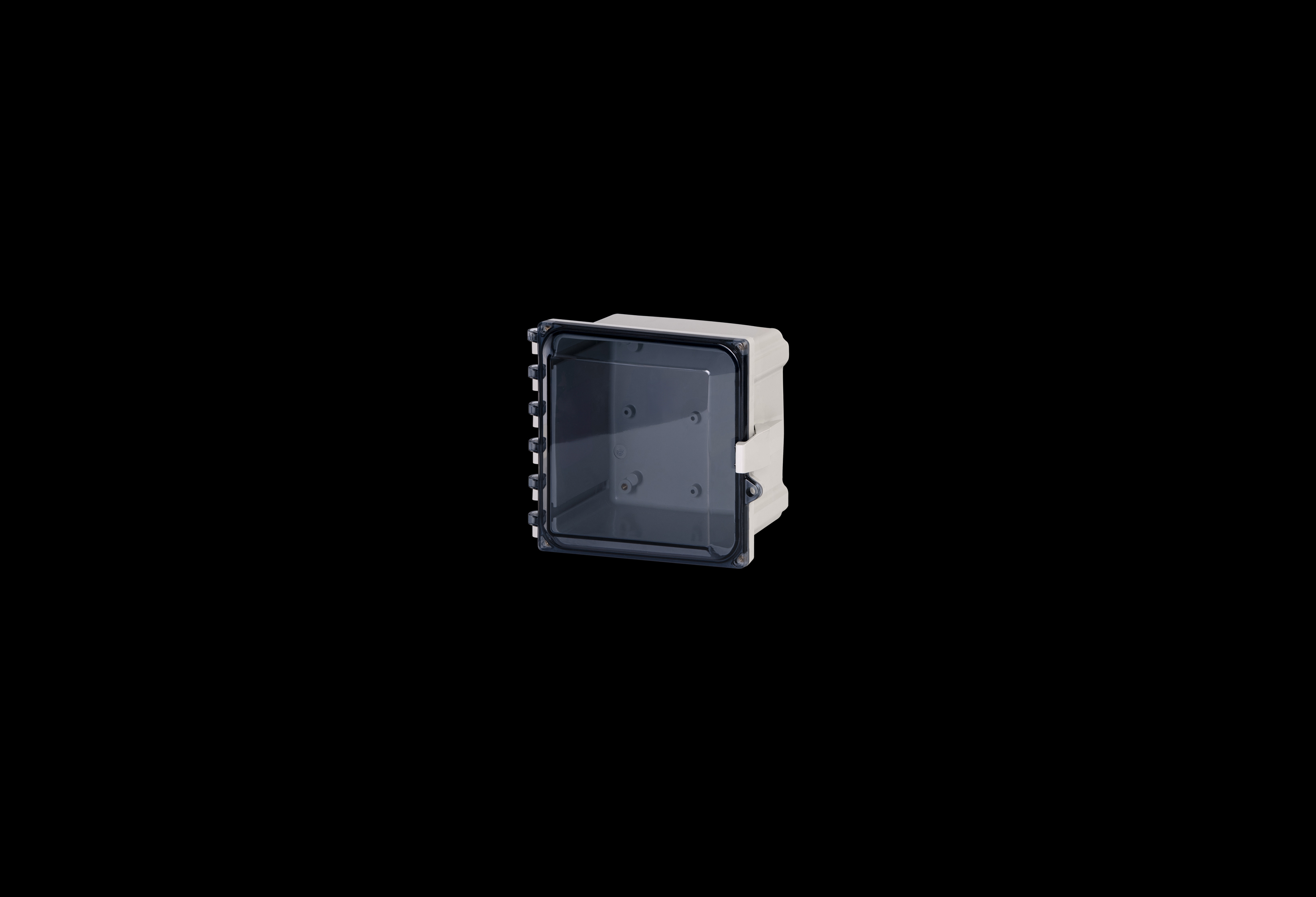 PC808CC-QFL-Closed.jpg Polycarbonate Enclosure 8 x 8 x 4 Inches PolyStar Series with Clear Cover by Stahlin