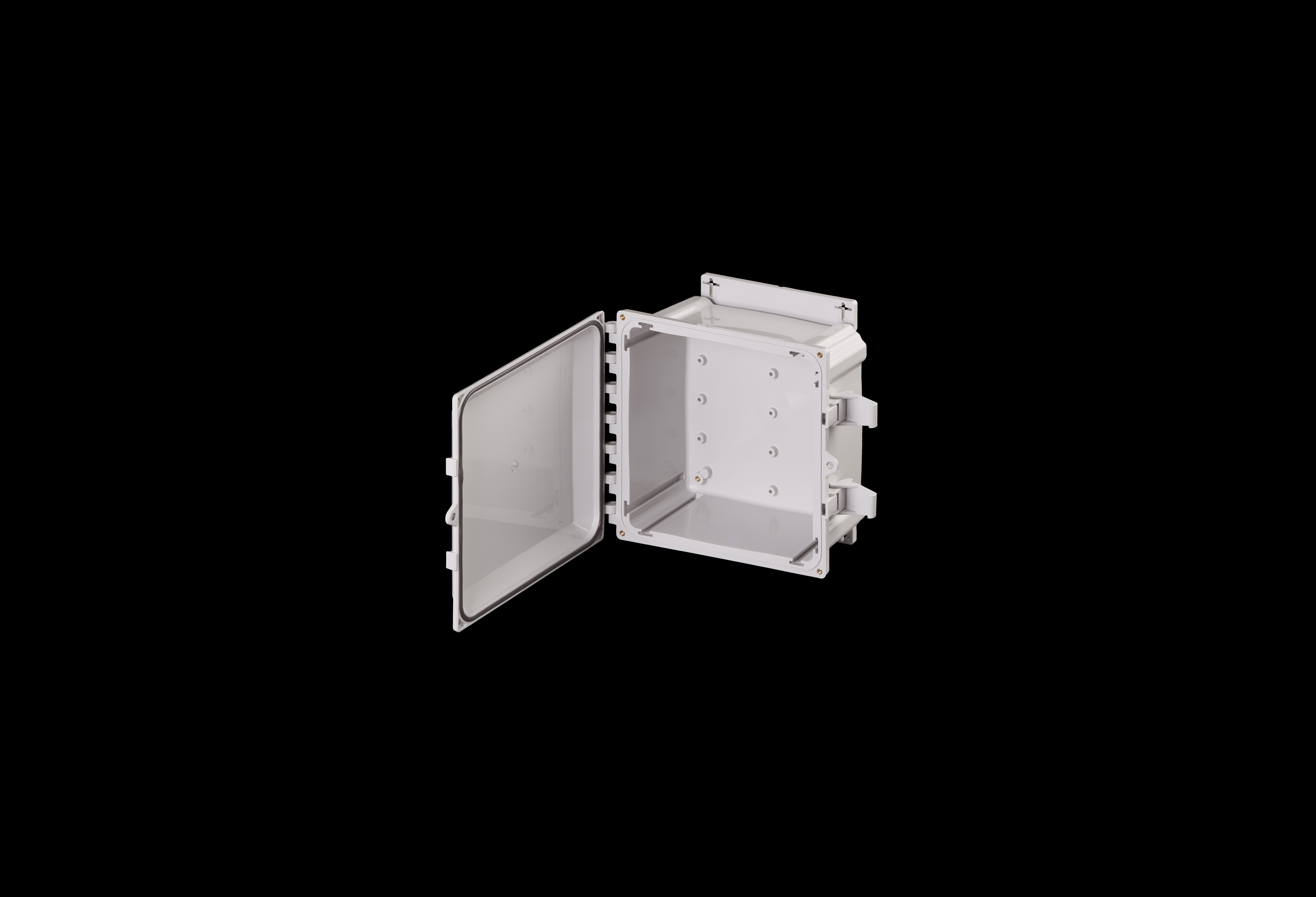 PCF1010-QFL-Open.jpg Polycarbonate Enclosure 10 x 10 x 6 Inches PolyStar Series with Opaque Cover and Flange Kit by Stahlin
