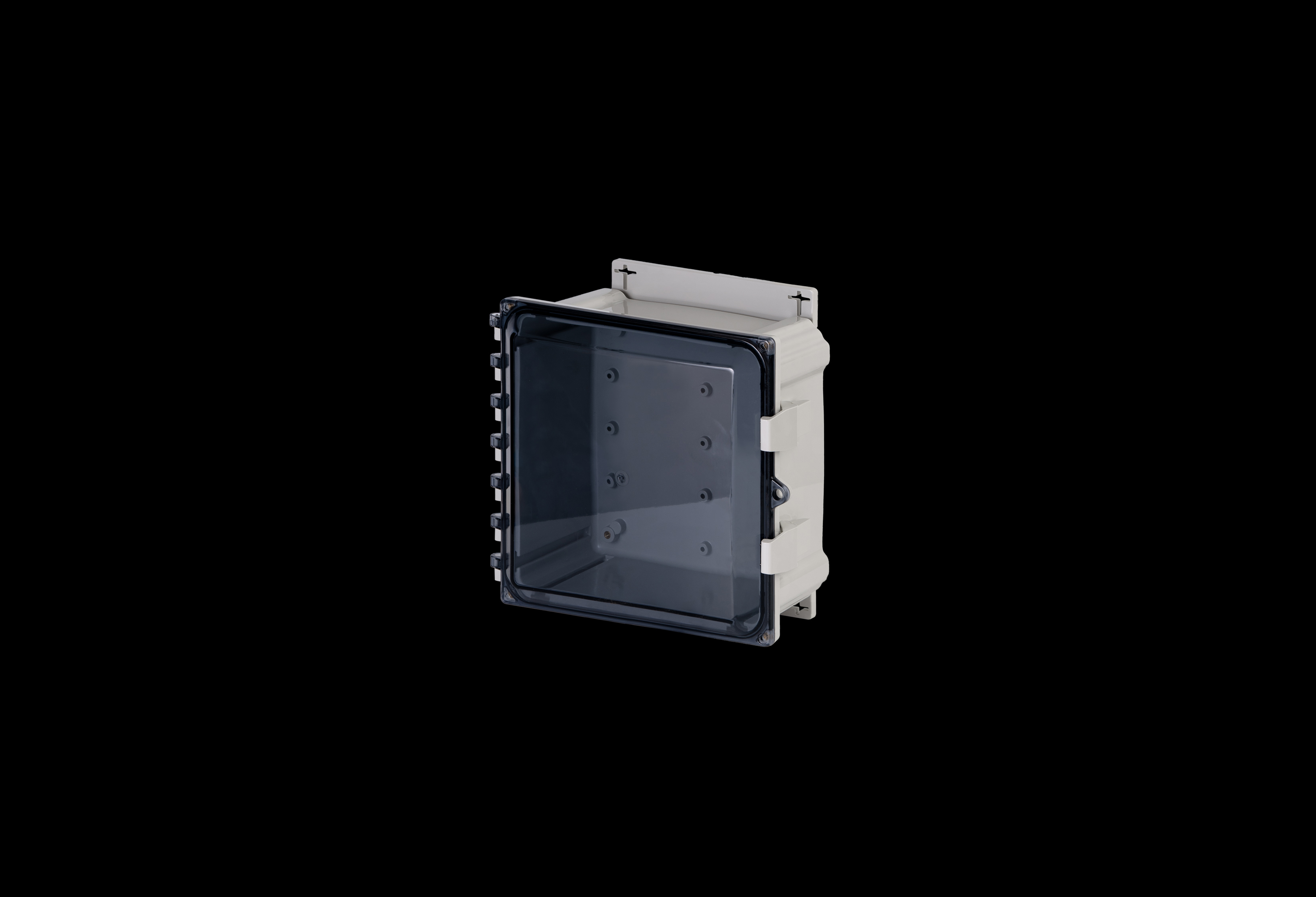 PCF1010CC-QFL-Closed.jpg Polycarbonate Enclosure 10 x 10 x 6 Inches PolyStar Series with Clear Cover and Flange Kit by Stahlin