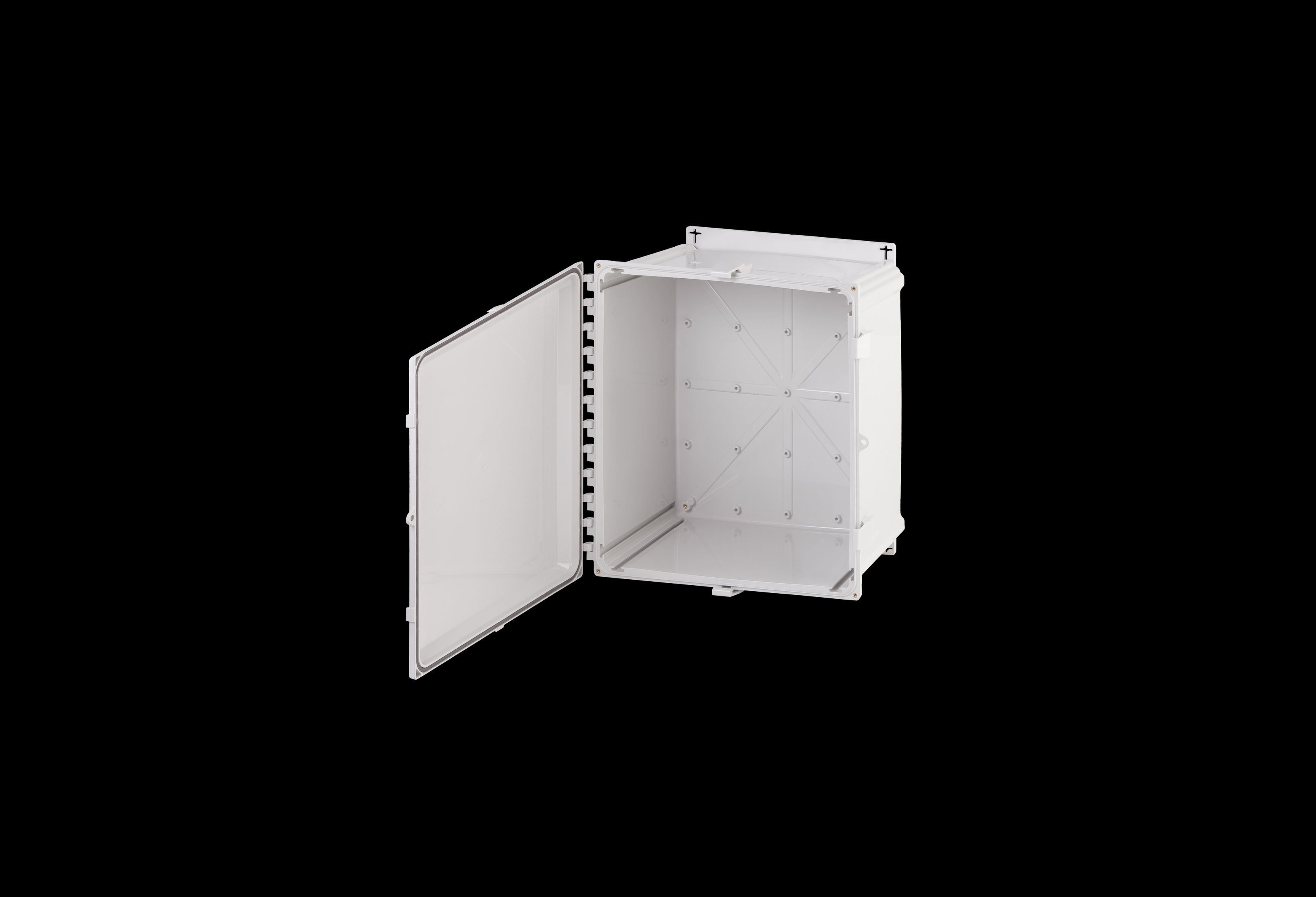 PCF1816-QFL-Open.jpg Polycarbonate Enclosure 18 x 16 x 10 Inches PolyStar Series with Opaque Cover and Flange Kit by Stahlin