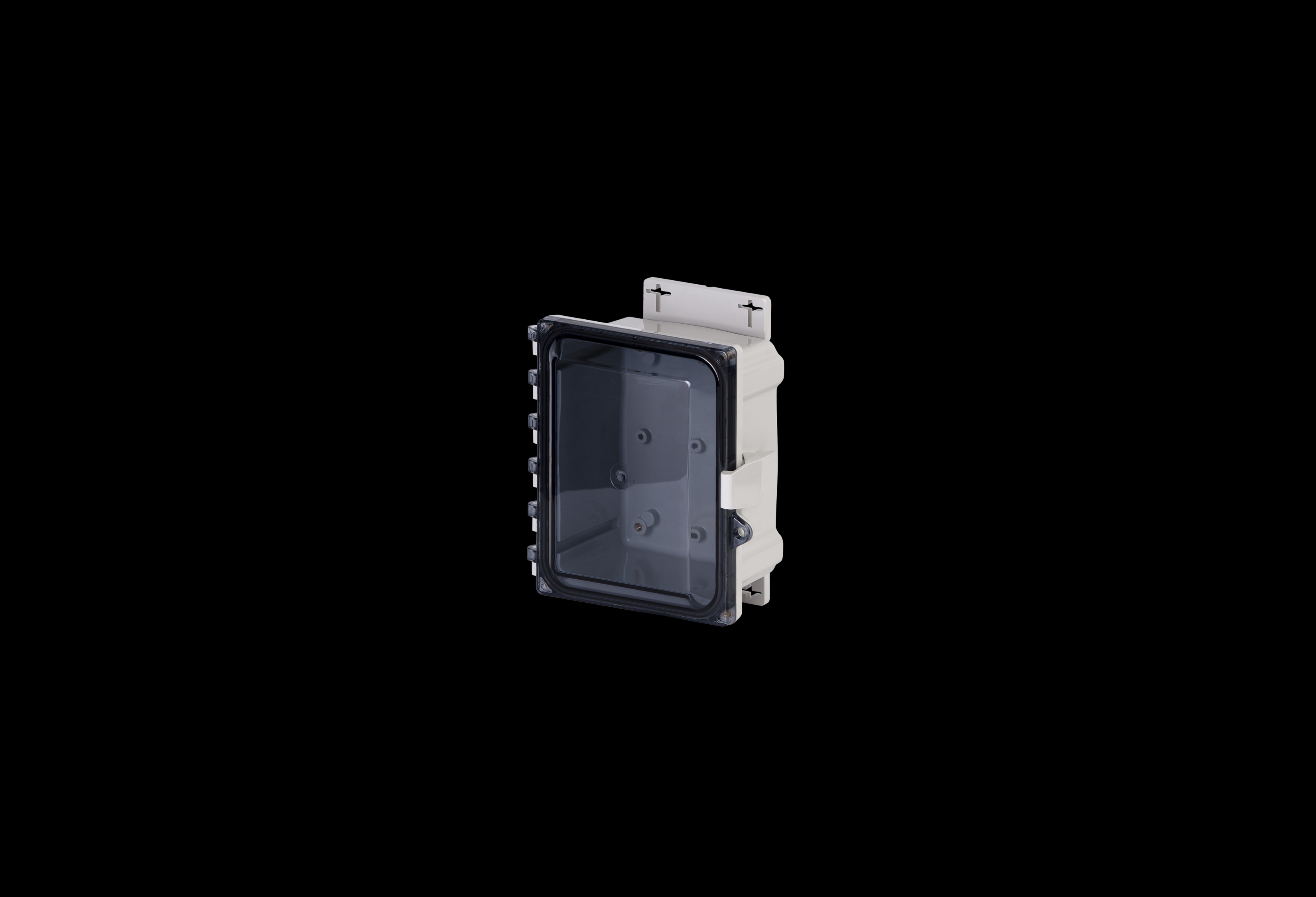 PCF806CC-QFL-Closed.jpg Polycarbonate Enclosure 6 x 6 x 4 Inches PolyStar Series with Clear Cover and Flange Kit by Stahlin