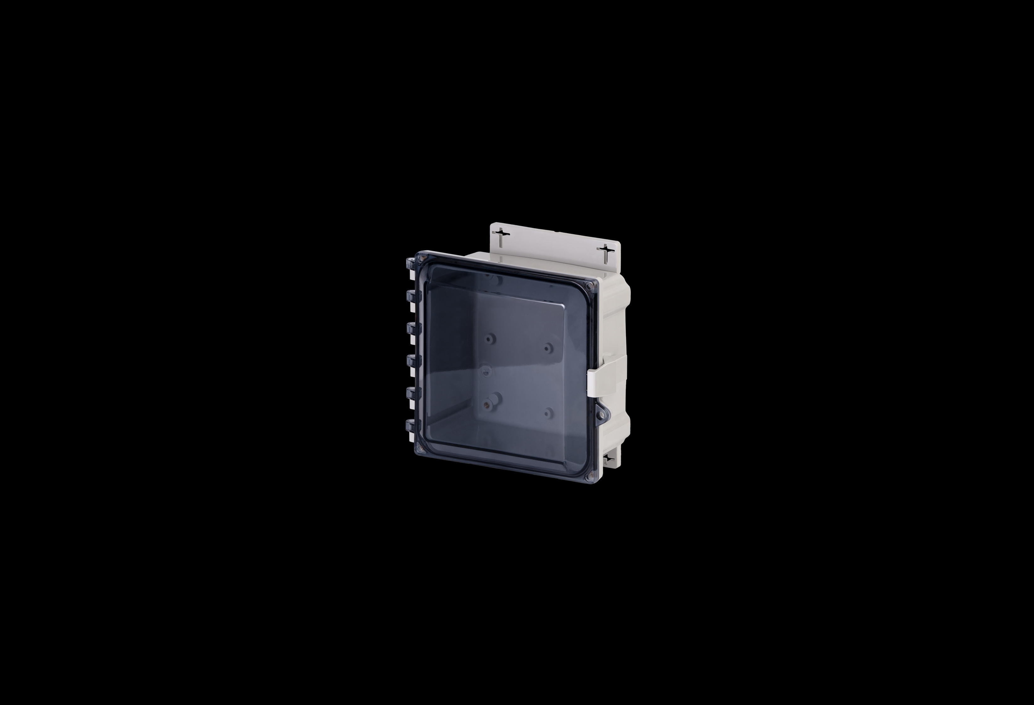 PCF808CC-QFL-Closed.jpg Polycarbonate Enclosure 8 x 8 x 4 Inches PolyStar Series with Clear Cover and Flange Kit by Stahlin