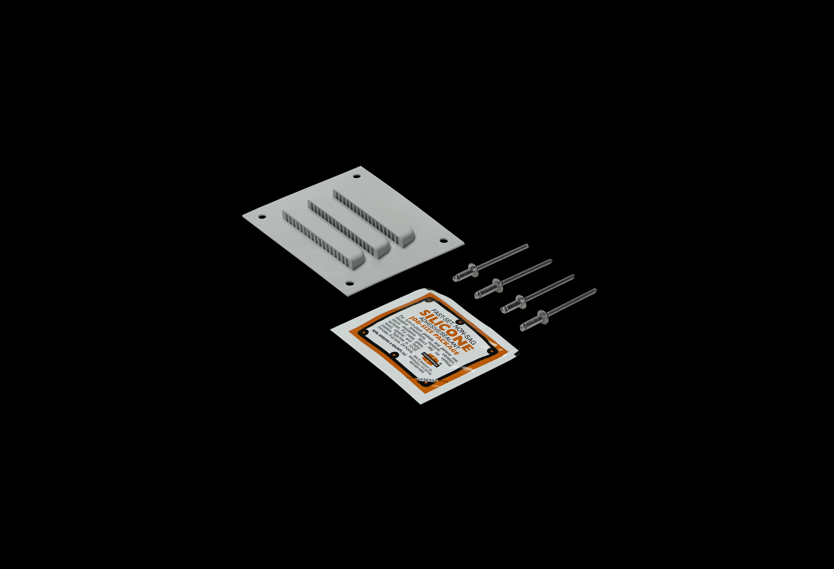 RELPK3KIT.jpg Louver Plate Kit with Vent, Silicone Pack and Four Rivets by Stahlin