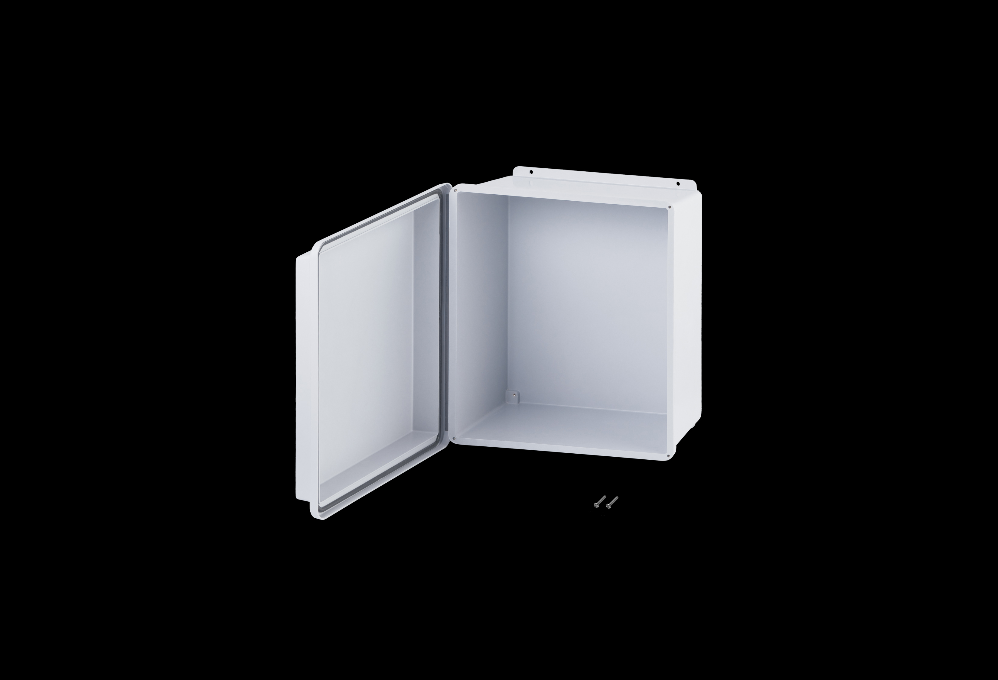 RJ1816HW-QFL-Open.jpg Fiberglass Enclosure 16 x 14 x 8 Inches J Series Raised Cover with Hinged, Opaque Cover, 2 Cover Screws by Stahlin