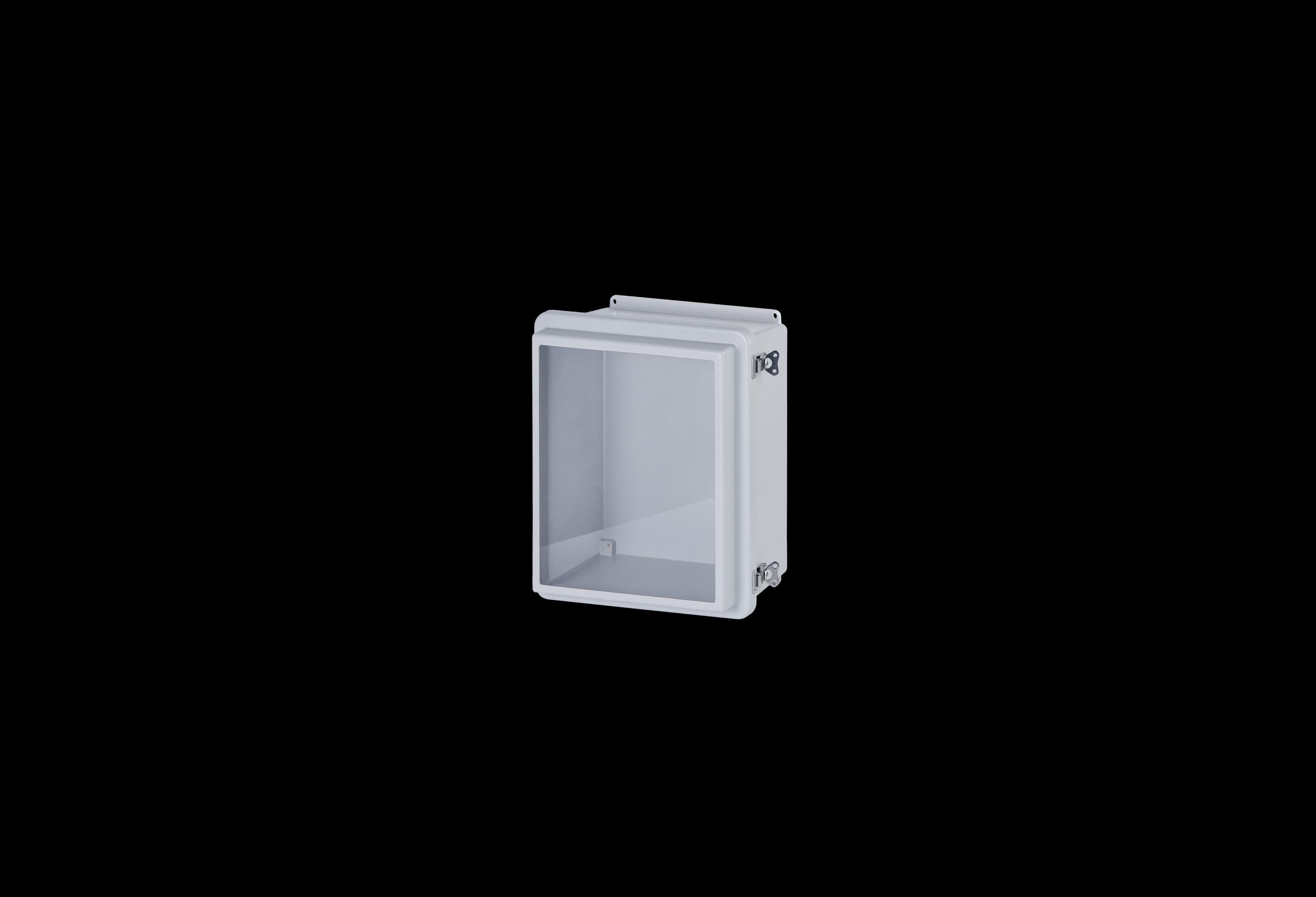 RJW1614HLL-QFL-Closed.jpg Fiberglass Enclosure 14 x 12 x 8 Inches J Series Raised Cover with Window and Hinged, Twist Latch Opaque Cover by Stahlin