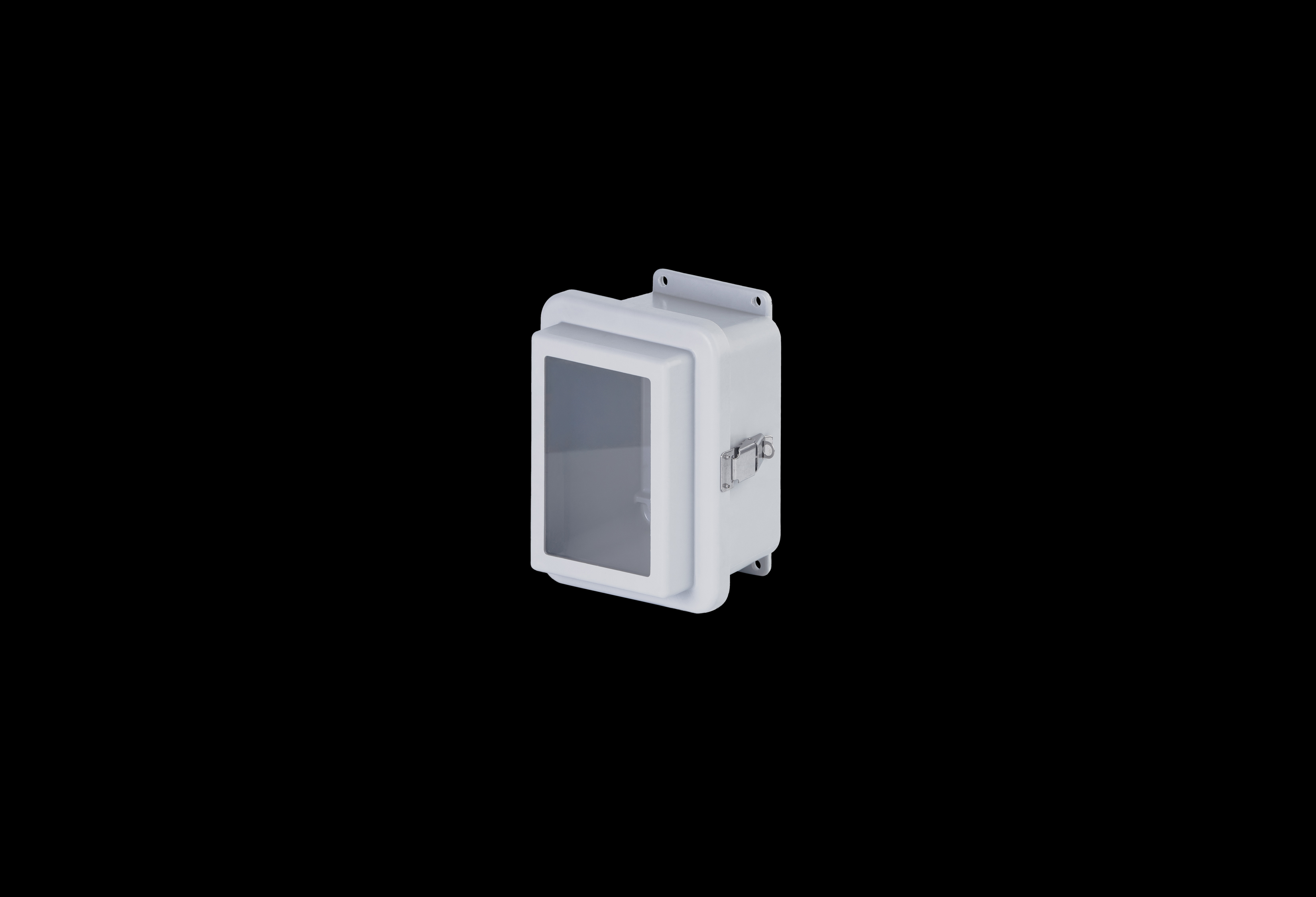 RJW806HPL-QFL-Closed.jpg Fiberglass Enclosure 8 x 6 x 6 Inches J Series Raised Cover with Window and Hinged, Latched Opaque Cover by Stahlin