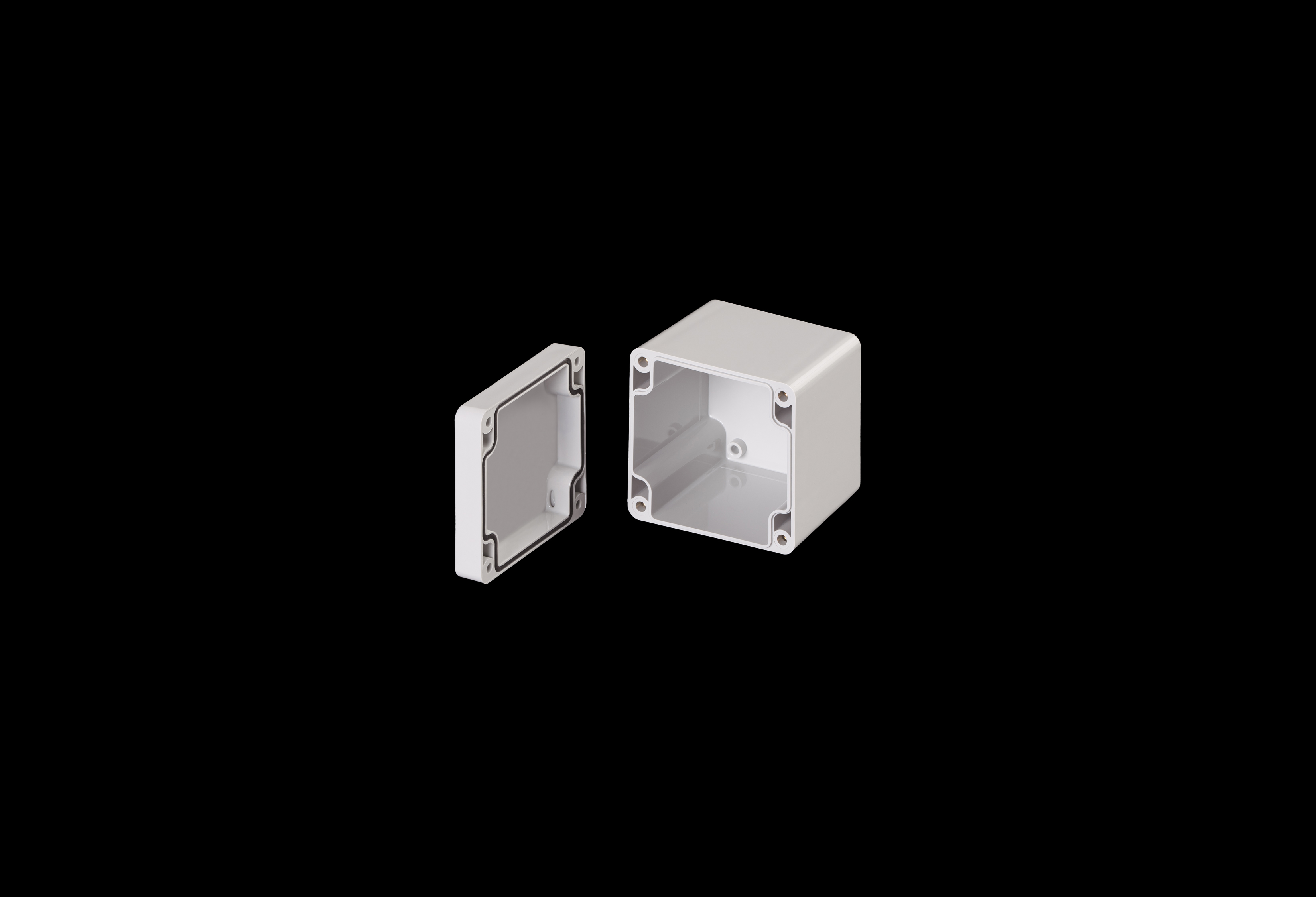 ST080809W-QFL-Open.jpg Polycarbonate Enclosure Small 3 x 3 x 2 Inches Starke Series with Opaque Lift Off Cover by Stahlin