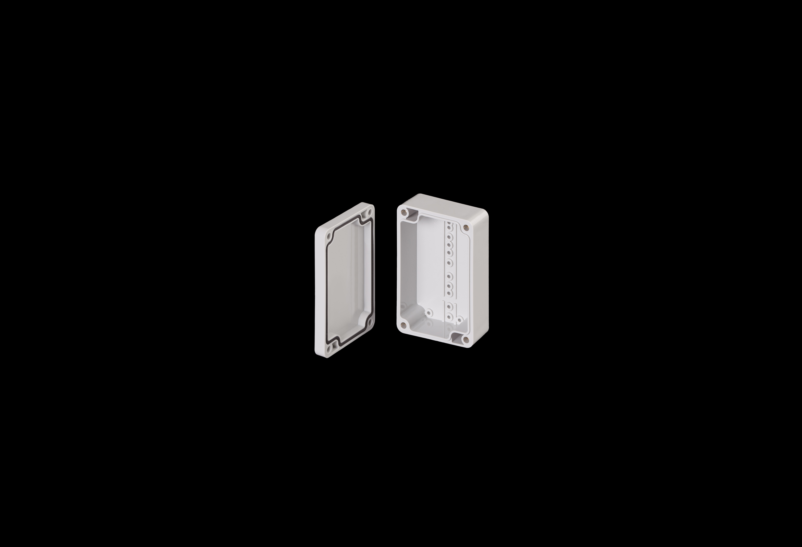 ST090603W-QFL-Open.jpg Polycarbonate Enclosure Small 4 x 3 x 1 Inches Starke Series with Opaque Lift Off Cover by Stahlin