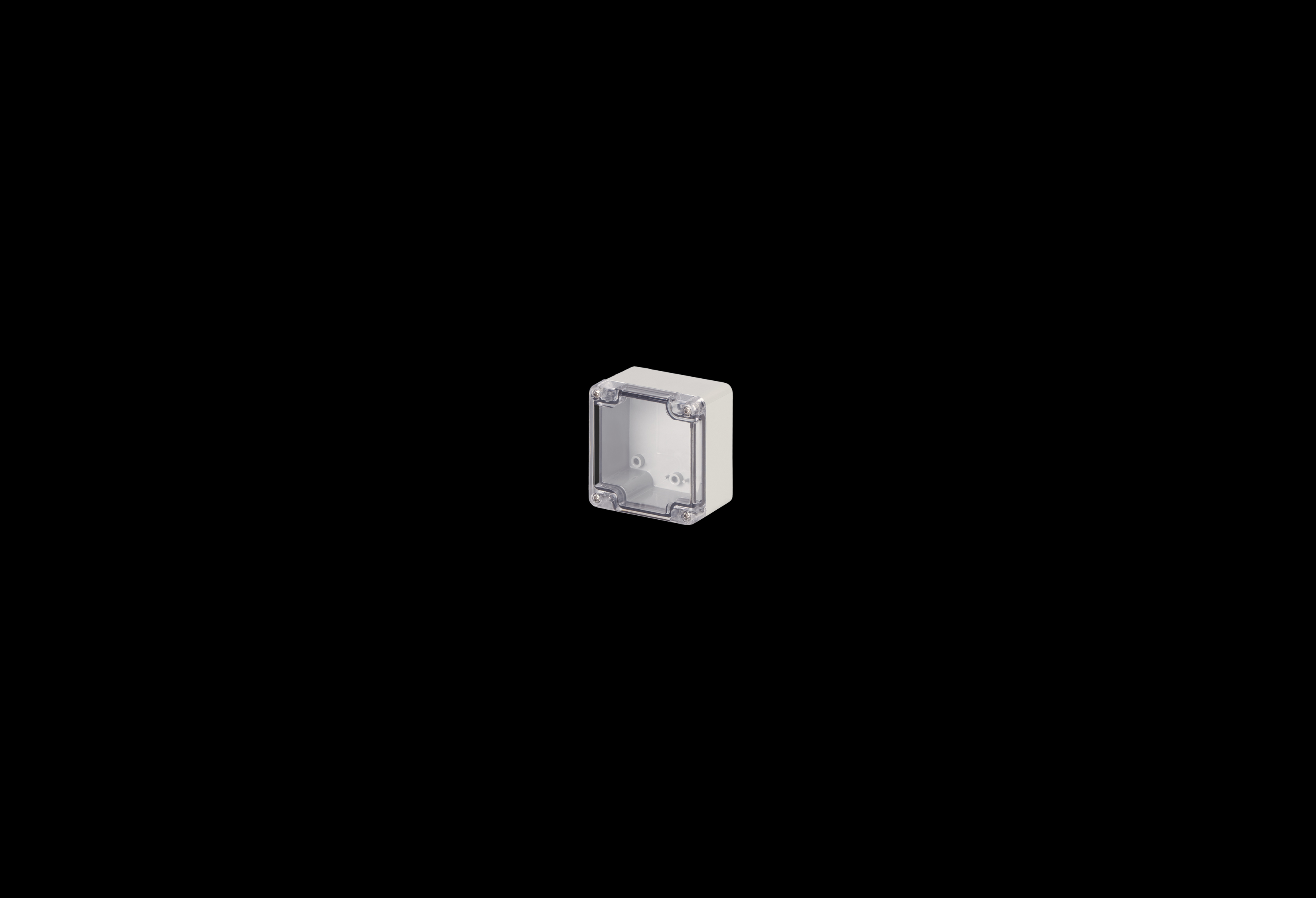 STCC080805W-QFL-Closed.jpg Polycarbonate Enclosure Small 3 x 3 x 2 Inches Starke Series with Clear Lift Off Cover by Stahlin
