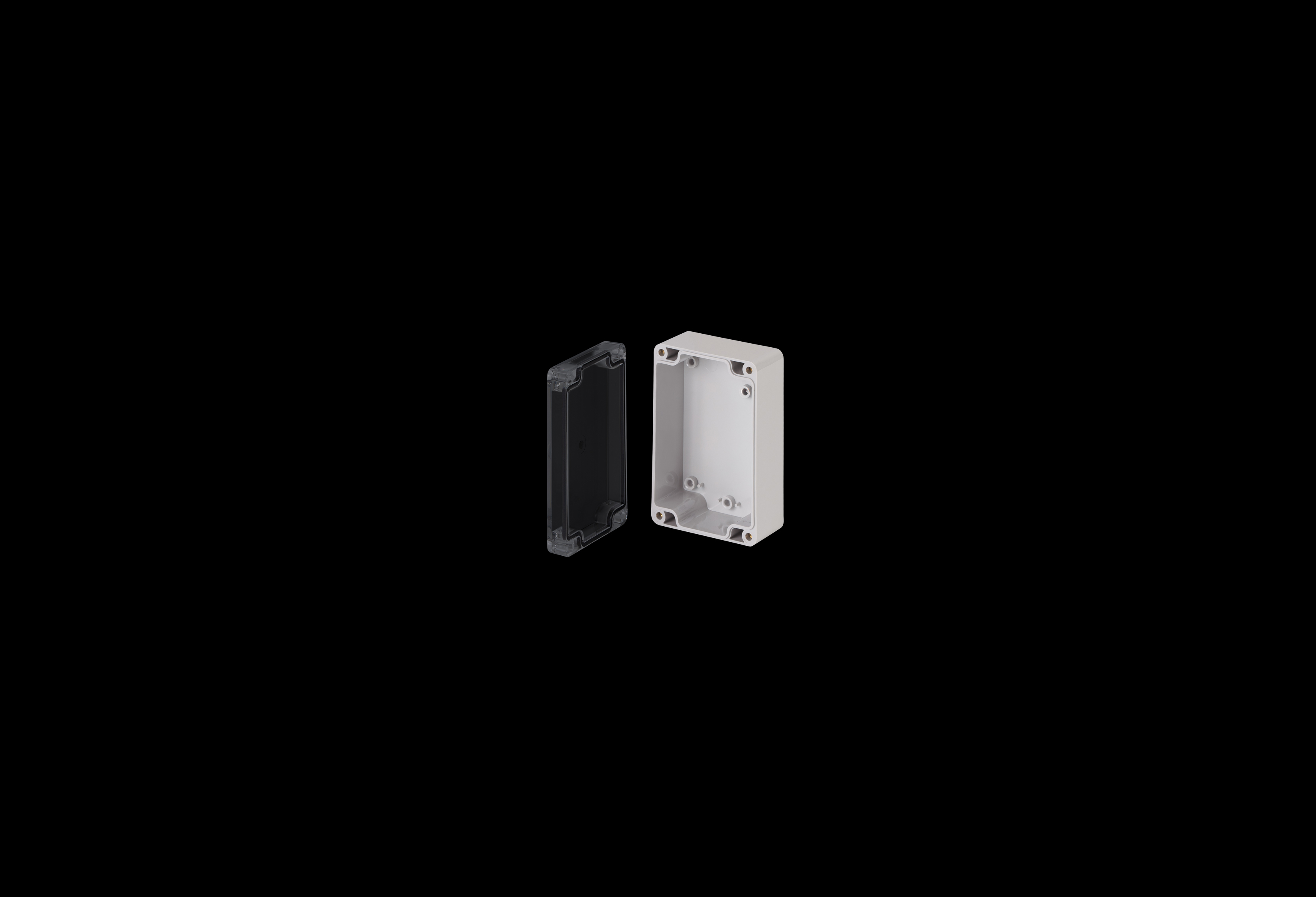 STCC128055W-QFL-Open.jpg Polycarbonate Enclosure Small 5 x 3 x 2 Inches Starke Series with Clear Lift Off Cover by Stahlin