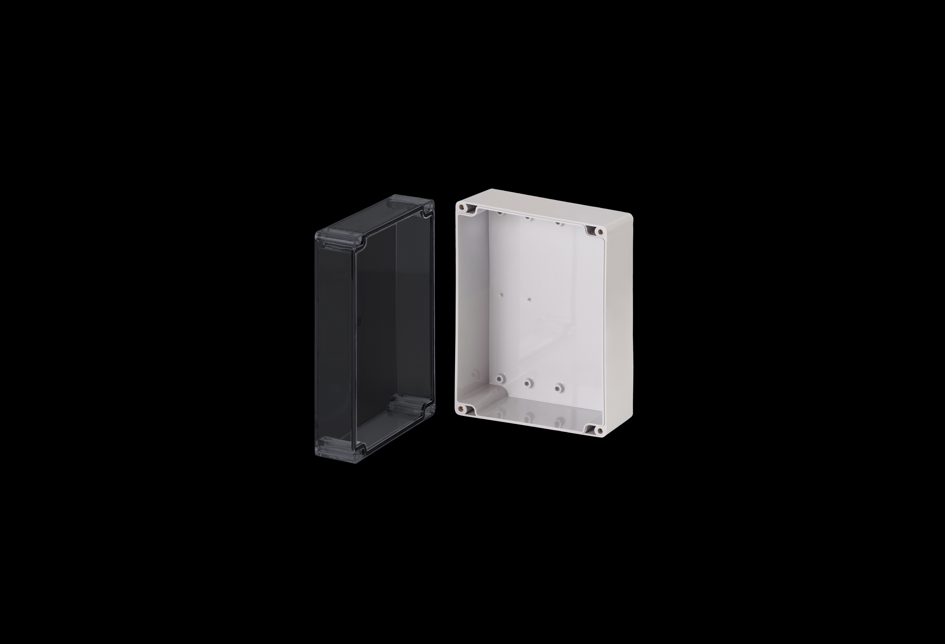 STCC201510W-QFL-Open.jpg Polycarbonate Enclosure Small 8 x 5 x 3 Inches Starke Series with Clear Lift Off Cover by Stahlin
