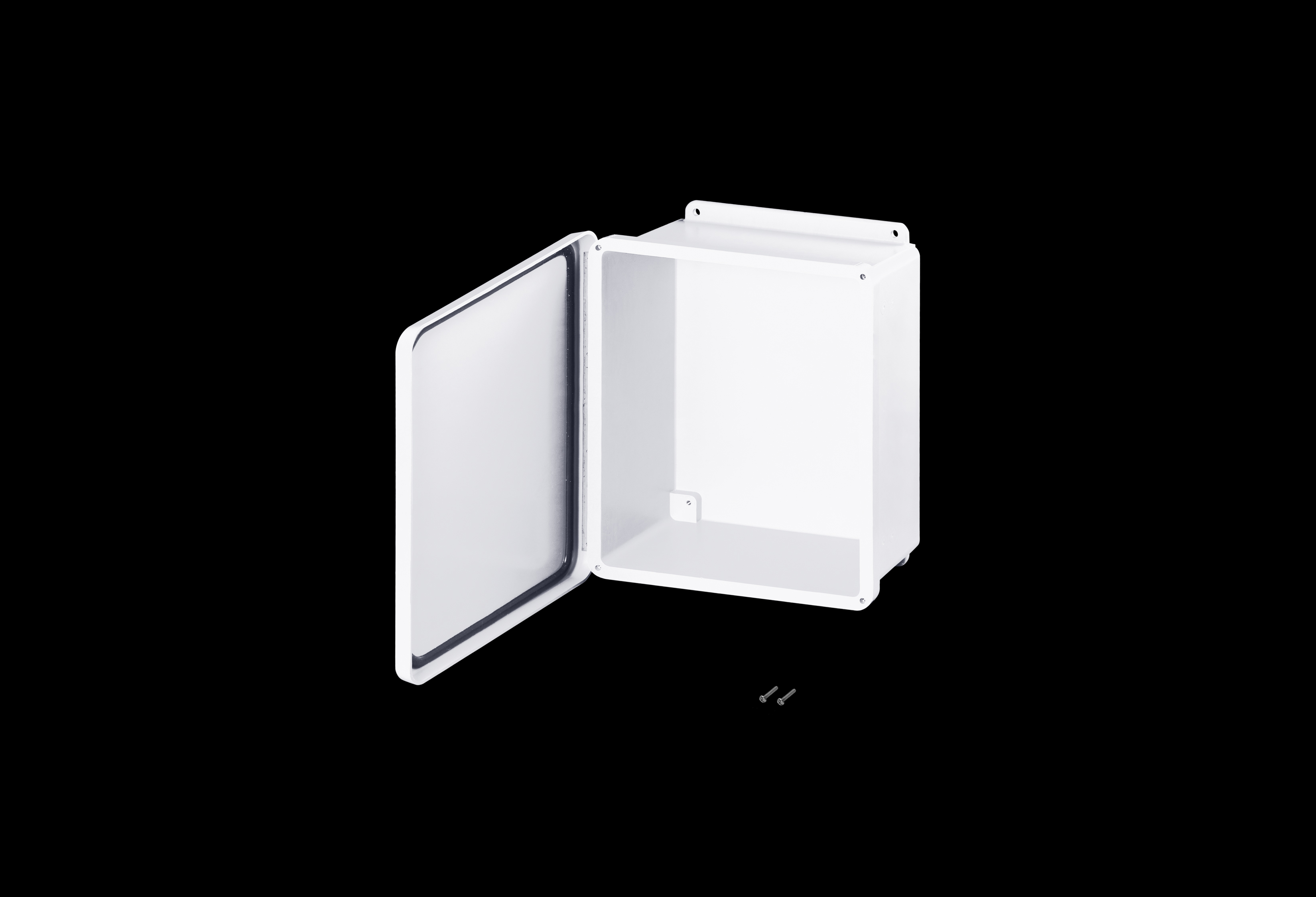 WH-J1210HW-QFL-Open.jpg Fiberglass Enclosure 10 x 8 x 4 Inches J Series White with Hinged, Opaque Cover, 2 Cover Screws by Stahlin