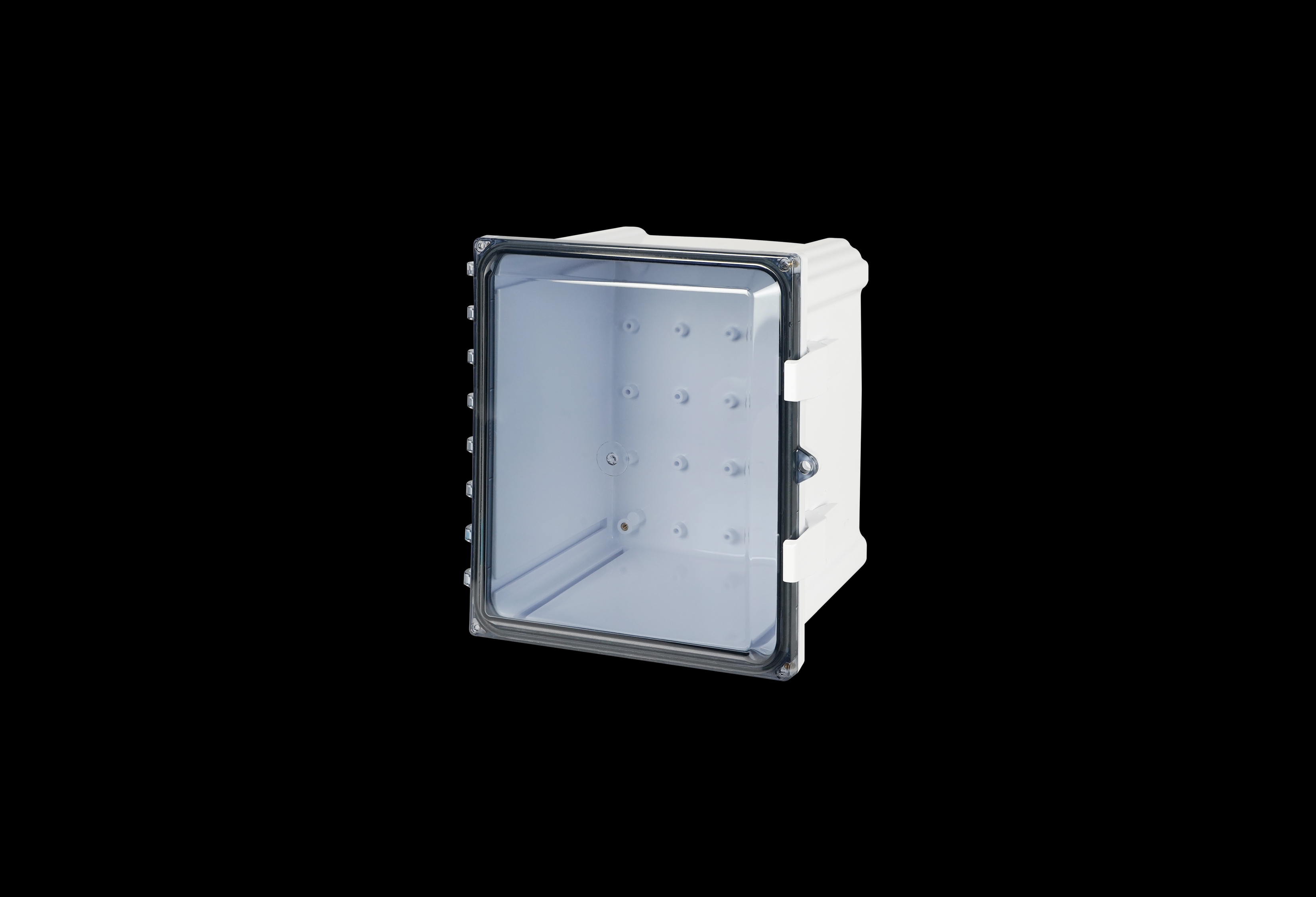 Polycarbonate Enclosure  12 x 10 x 6 Inches, White, with Hinged Clear Cover and Non-Metallic Latches by Stahlin