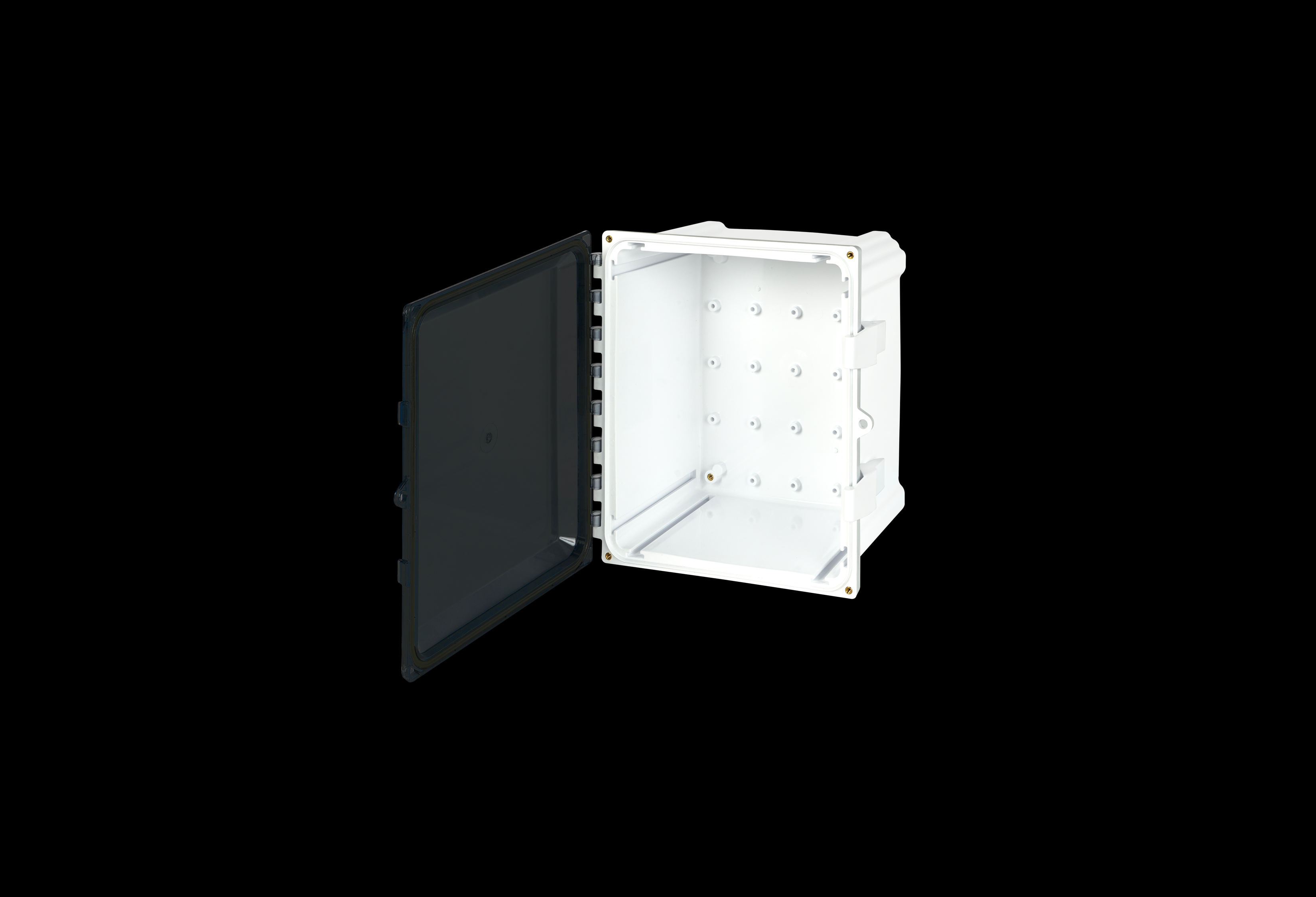 Polycarbonate Enclosure  12 x 10 x 6 Inches, White, with Hinged Clear Cover and Non-Metallic Latches by Stahlin