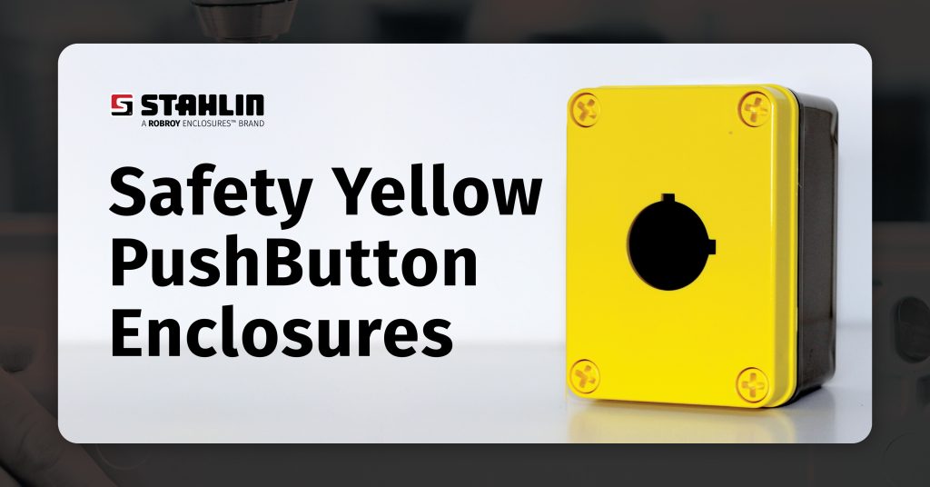 Yellow push button enclosure with one hole